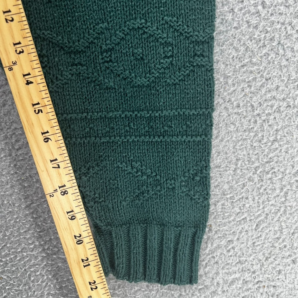 Vtg Britches Mens Sweater L Green Cable Knit USA Crewneck Heavyweight Granpacore - Picture 11 of 14